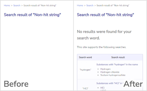Comparison of new no-results screen in search and old one