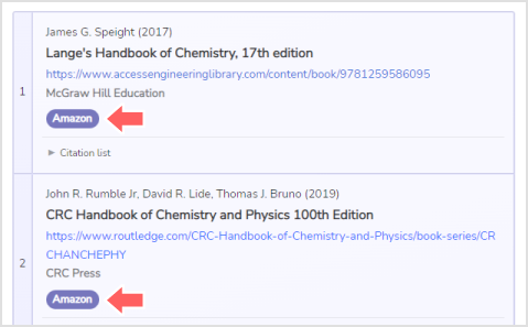 New reference section with a link to Amazon